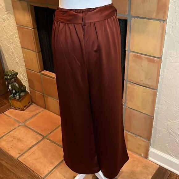 JOIE Rusty Copper Satin Wide Leg Crop Panrs, M! - Picture 5 of 9